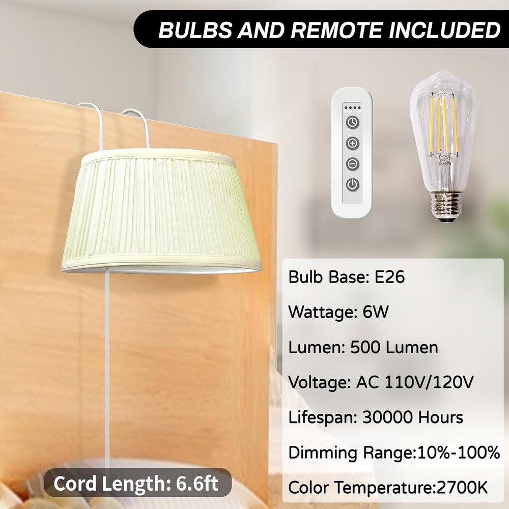 Bed Reading Light Headboard Light Reading Lights Books in Bed W/ Adjustable Hook