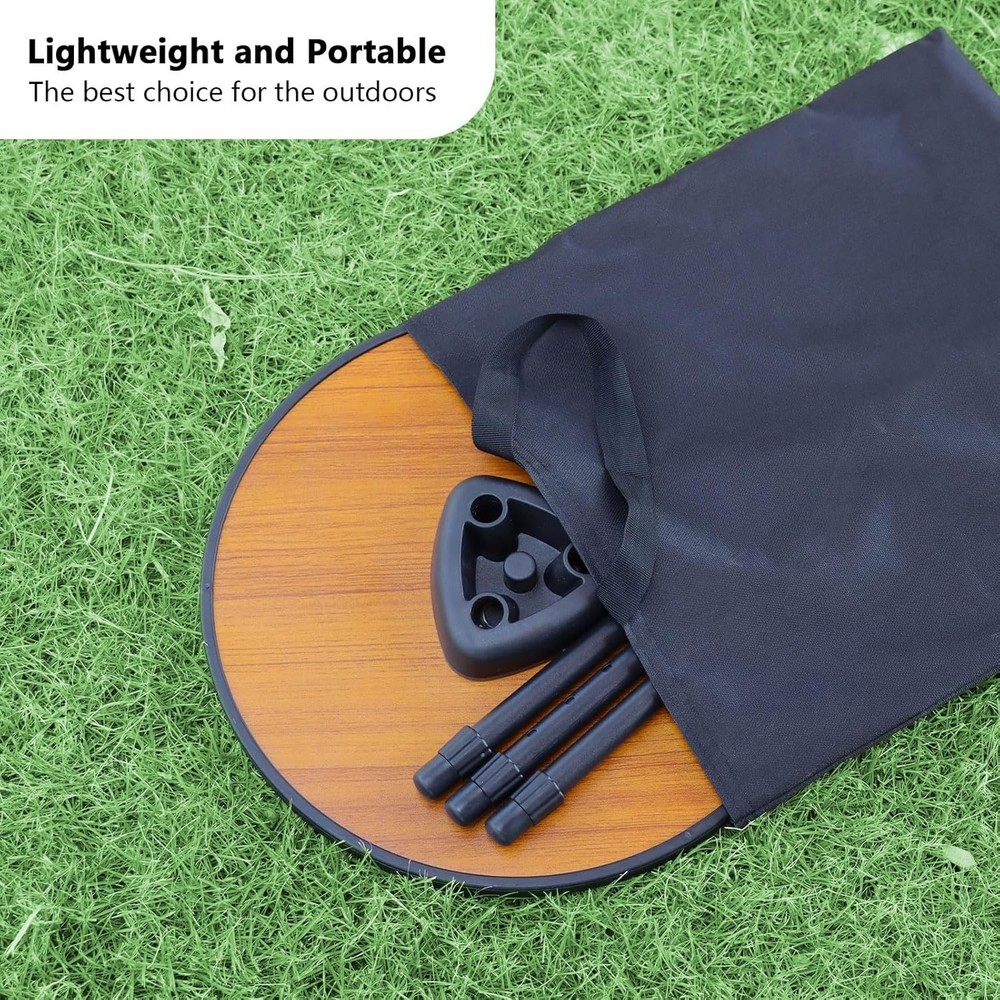 2pack Small Folding Round Portable Patio Table, Height Adjustable Side Table