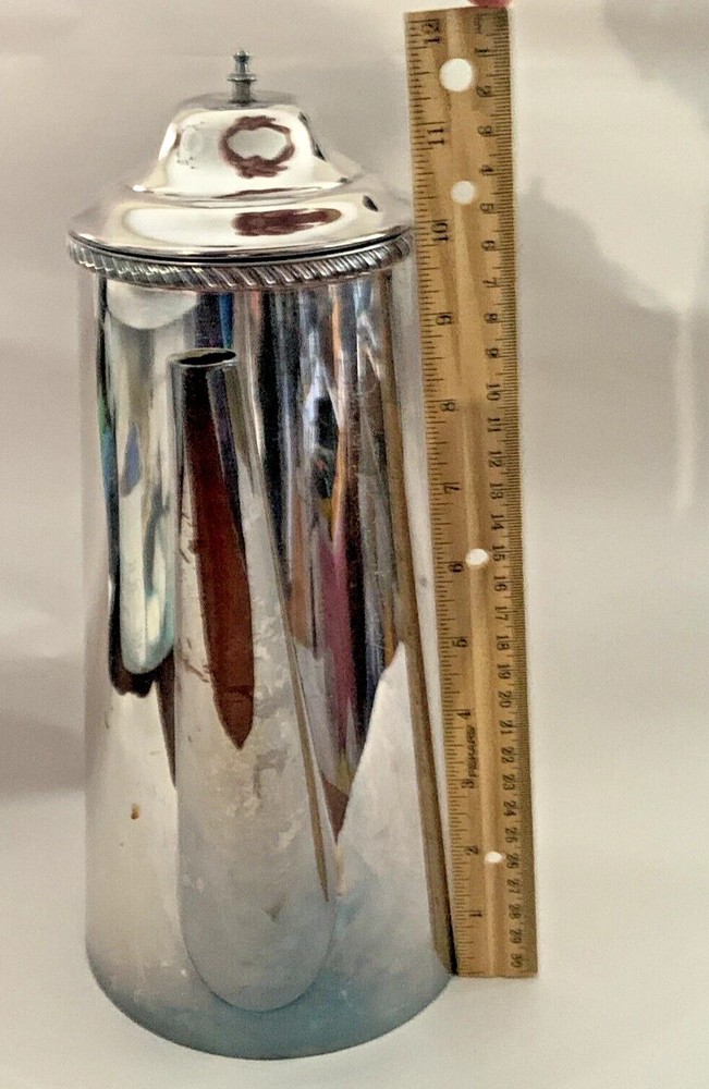 Mid Century Modern Sheffield Silverplate Coffee Pot Sculptural Black Handle MCM