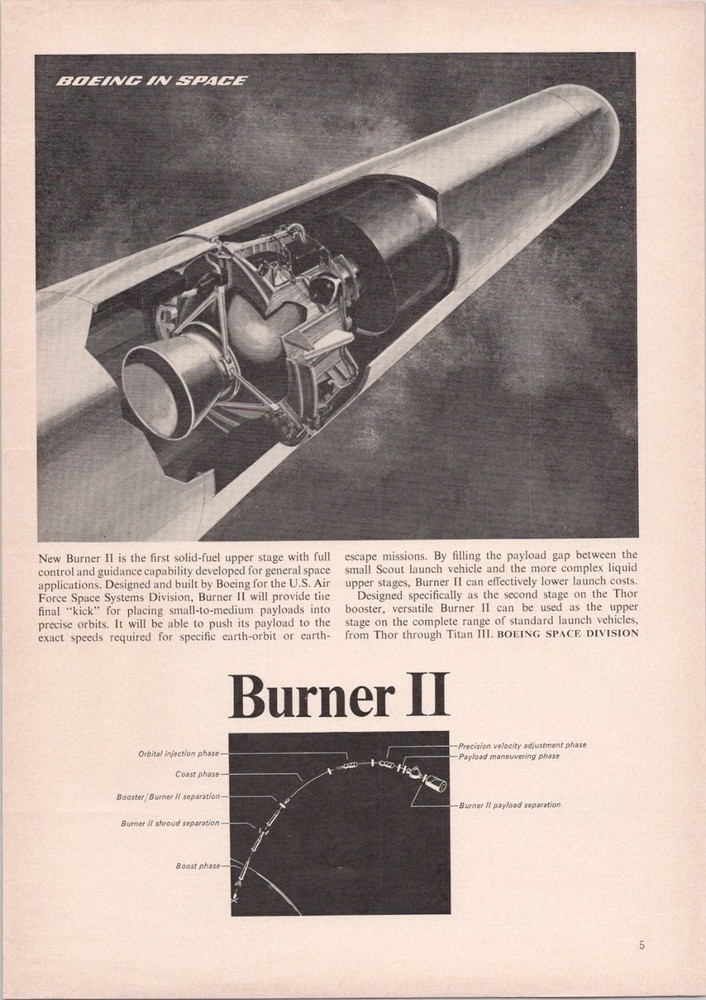 Boeing Burner II 1966 Vintage Space Print Ad