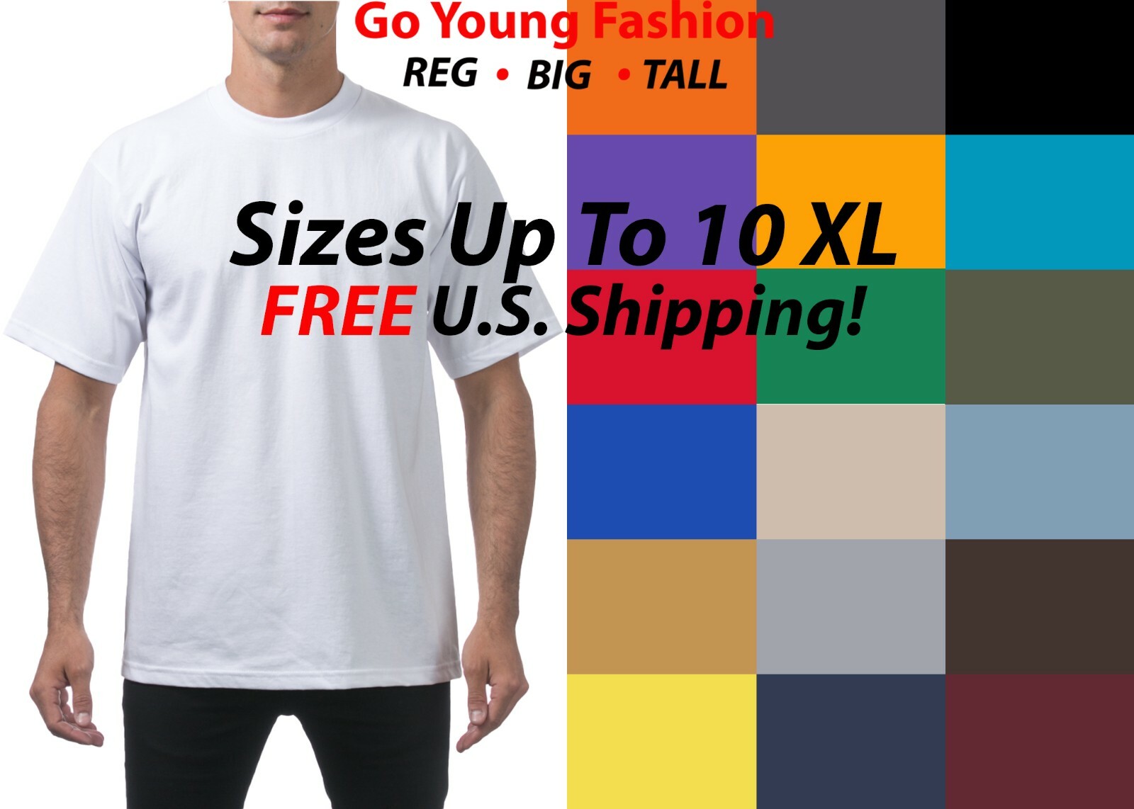 Mens Heavyweight T Shirts Plain Short Sleeve Tee Cotton BIG TALL Small to 10XL