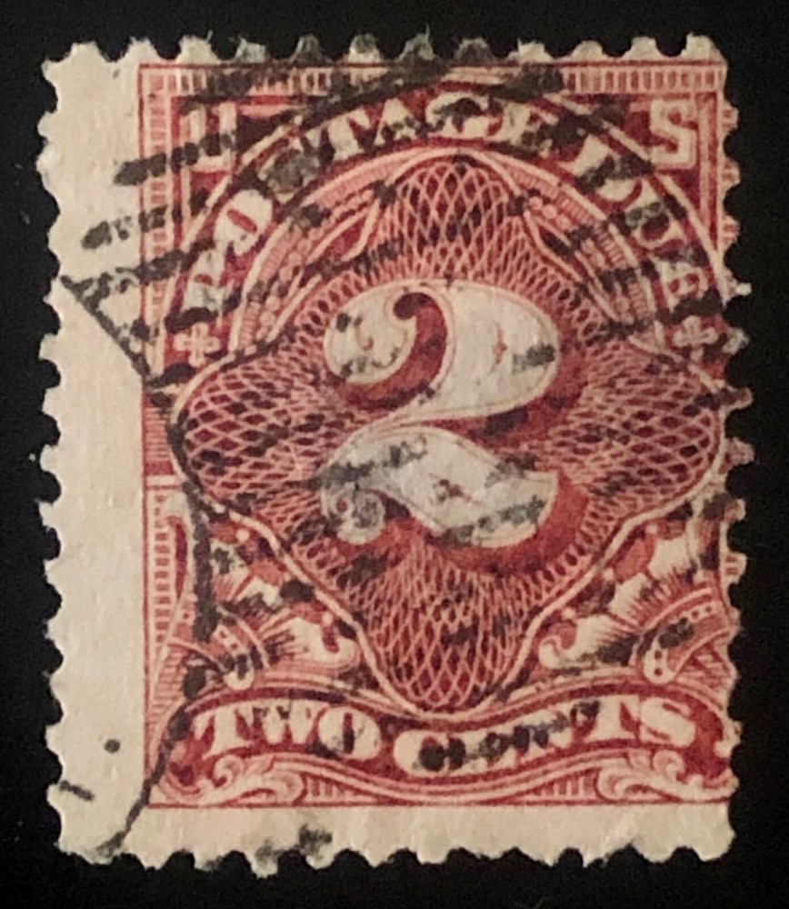 US 1895 #J39 Claret 2c Postage Due Stamp Grid Cancel Thin Used