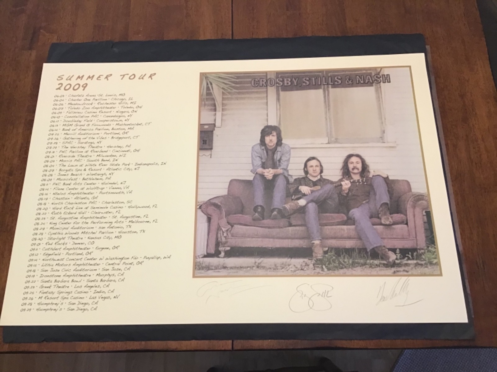 Crosby Stills & Nash Poster 2009 Autographed Neil Young Santa Barbara Coachella