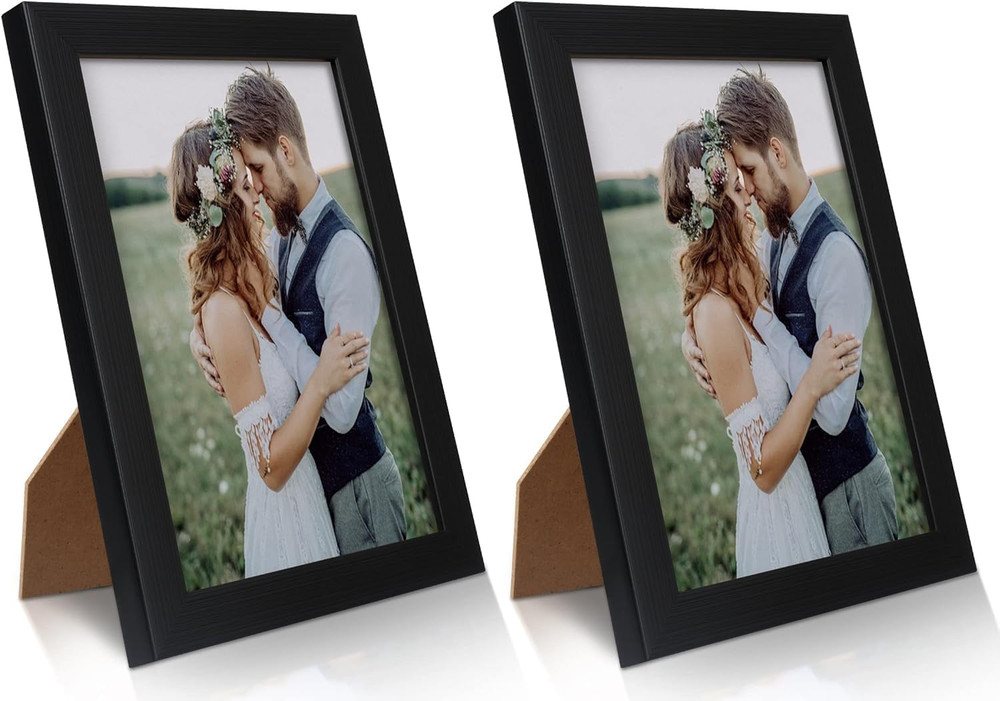 2 Pack 5X7 Picture Frame, Black for Wall and Tabletop Display, Resistant Plastic