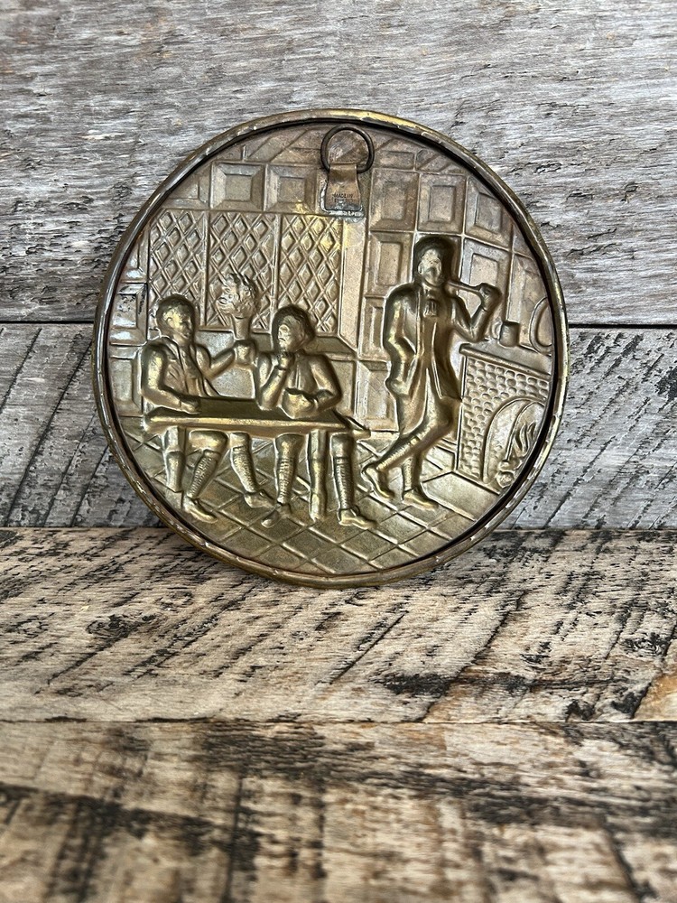 Copper Brass Stamped Wall Container Bar Pub Scene