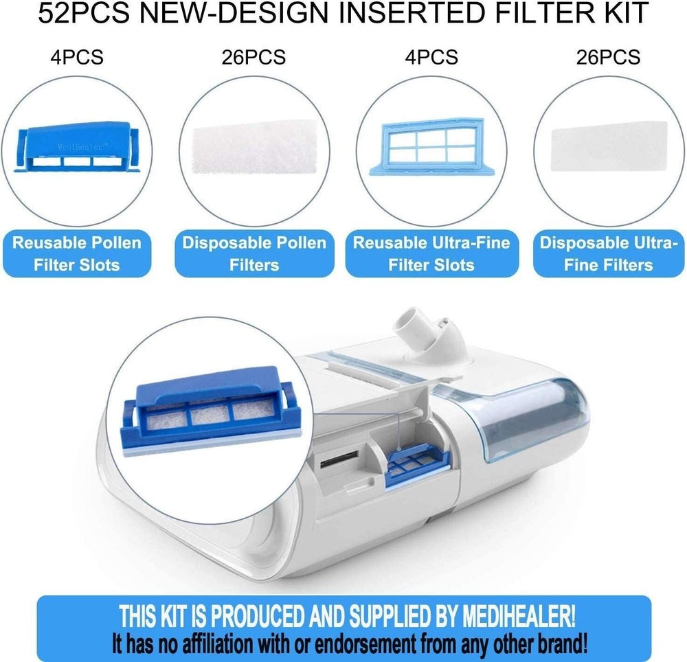 52PCS CPAP Filter Kit Compatible with DreamStation 1 Includes 22 Pollen Filter