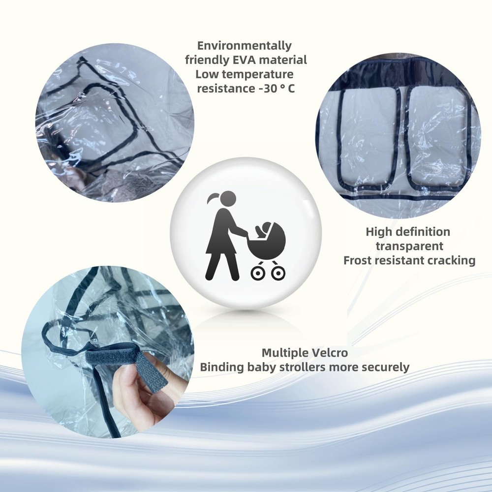 Double Stroller Rain Cover, Clear Weather Shield, Universal, Breathable