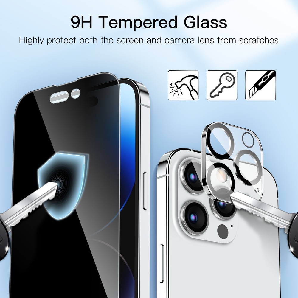 JETech Privacy Screen Protector for iPhone 14 Pro Max 6.7-In with Lens Protector