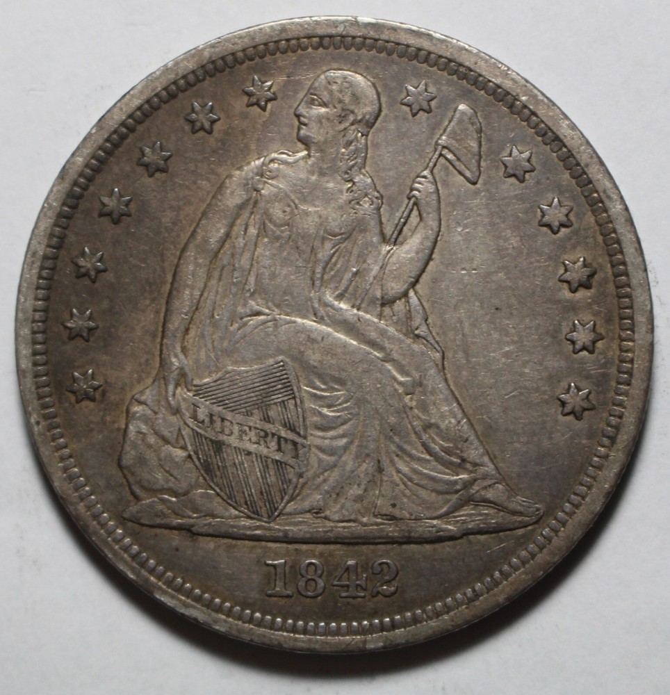 1842 Seated Silver Dollar M509