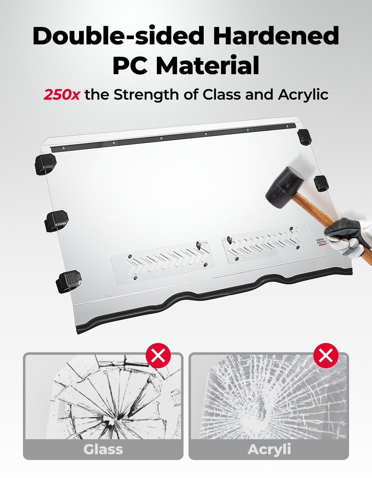 UTV Front Vented Windshield for Polaris Ranger 800 570 Full Size/ XP 800 / Crew