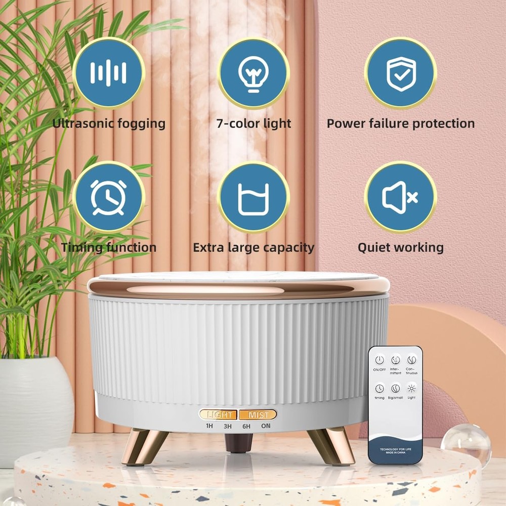 500ML Large Capacity Essential Oil Diffuser, Ultrasonic Aromatherapy White