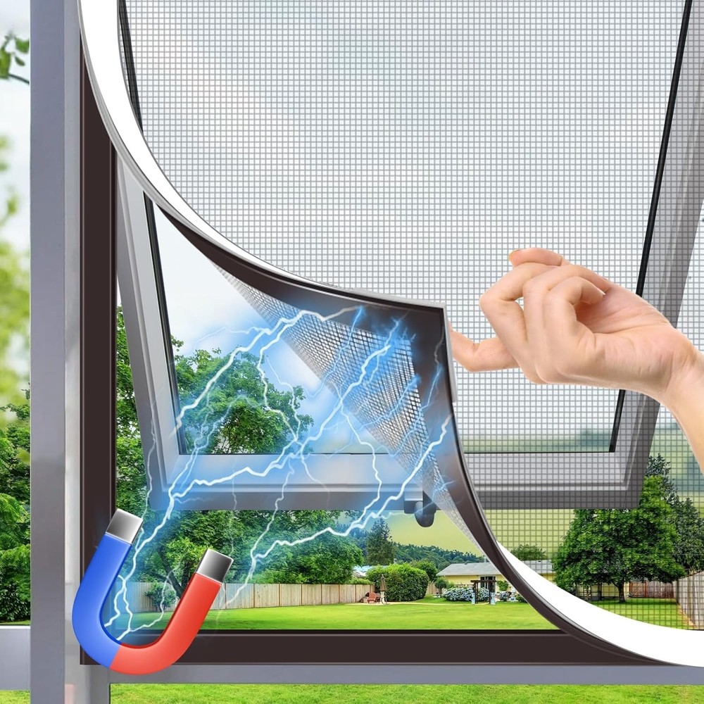 Window Screen Adjustable Magnetic Window Screen Replacement Max 39” x 59” DIY