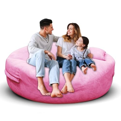 Bean Bag Chair for Adults 5FT,Soft 5ft-59x59x21in（Capacity: 3-4 People） Pink