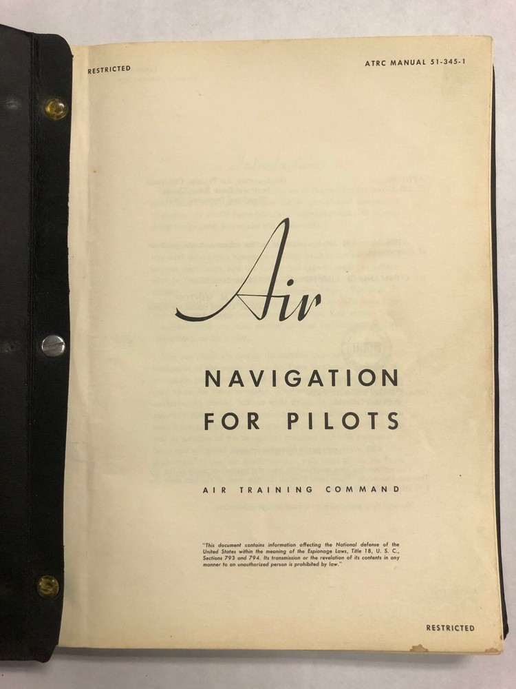 Air Navigation For Pilots-Air Training Command 1951 Original