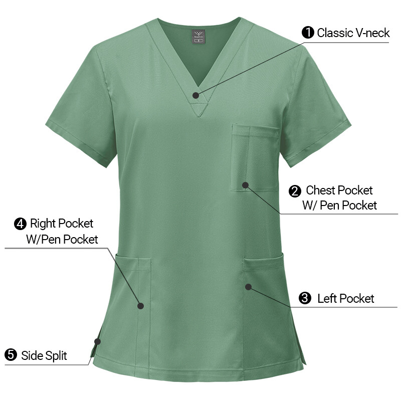 Stretch Medical Nurse Scrub Uniform Women Scrub Set V-Neck Top Jogger Pants