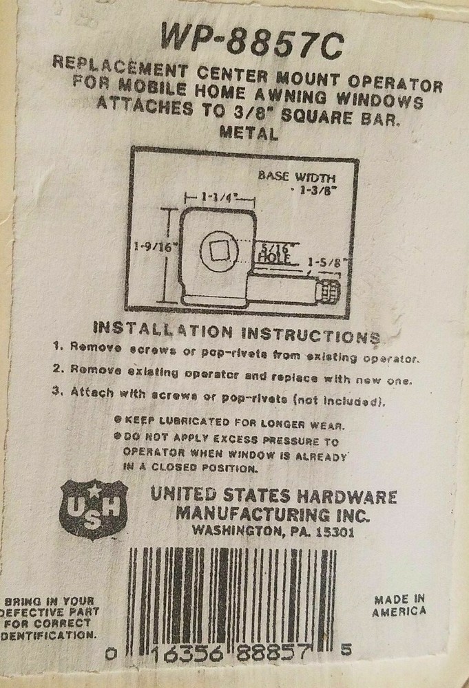 NEW SEALED US Hardware Awning Wind Operator WP-8857C