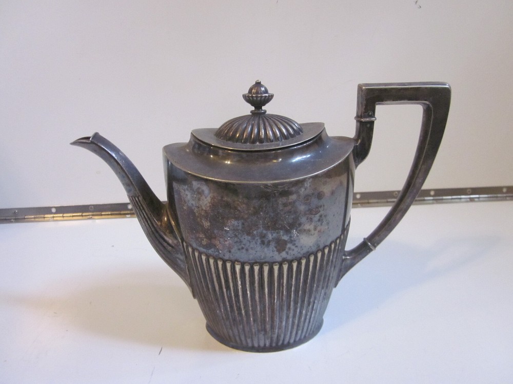 VINTAGE ALPACCA SILVER PLATE ART DECO COFFEE POT 10-1/2"  X 7-1/2" X 4-1/4"