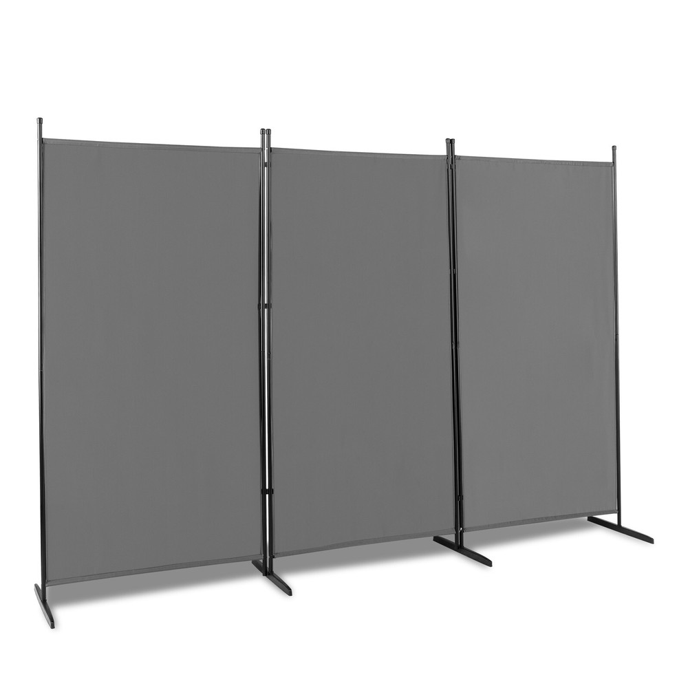 6FT Grey Trifold Polyester Cloth Plastic Foot Carbon Steel Frame Foldable Screen