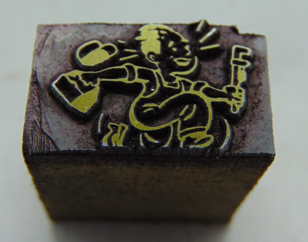 Printing Letterpress Printers Block Tiny Running Handy Man Contractor