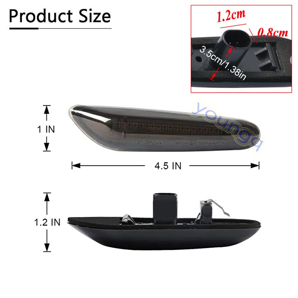 For BMW E60 E82 E83 E90 E92 E46 LED Front Fender Side Marker Turn Signal Lights