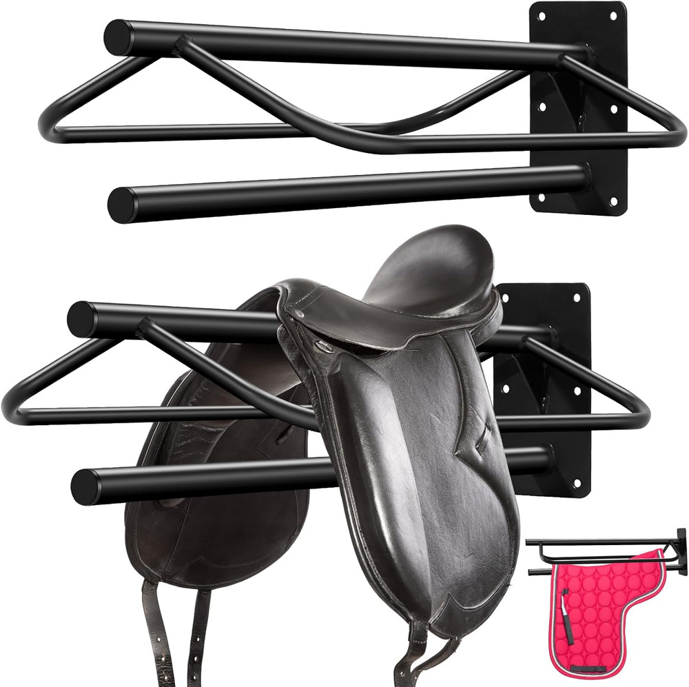 Wall Mount Saddle Rack Set for English & Western Saddles - Tack Storage Solution
