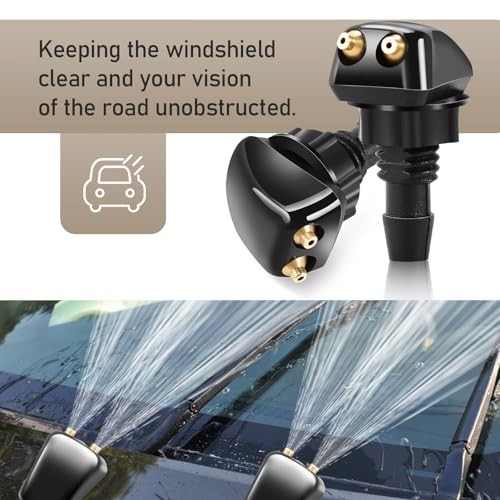 2 PCS Car Double Hole Straight Column Front Windshield Water Spray Nozzle,