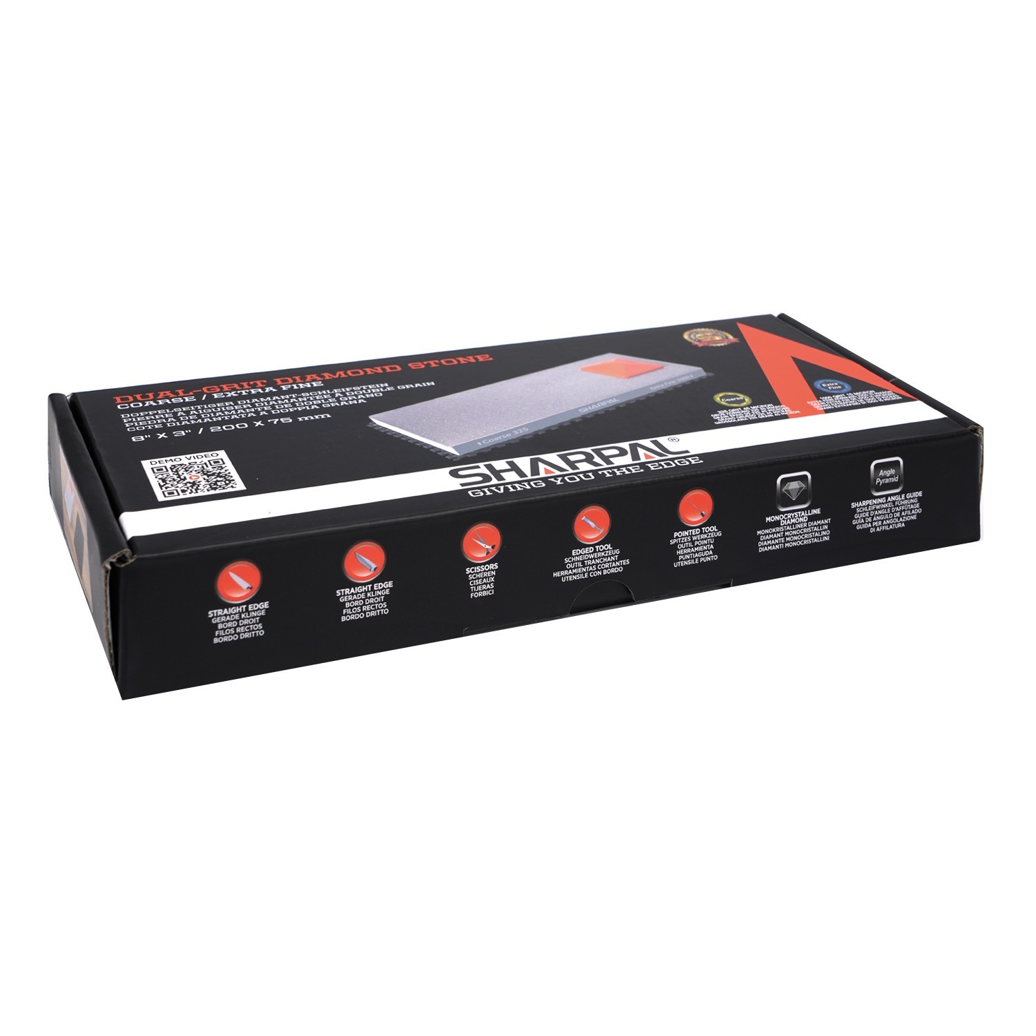 SHARPAL 8" x 3"Dual-Grit Diamond Sharpening Stone with Anti-Slip Pad&Angle Guide