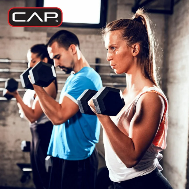CAP Barbell, Coated Rubber Hex Dumbbell, Pair, 25lb