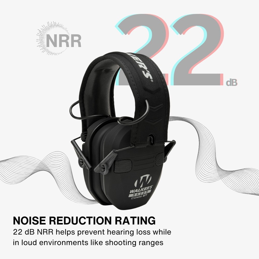 Walkers Razor Slim Electronic Bluetooth Quad Black Muff with Case Bundle