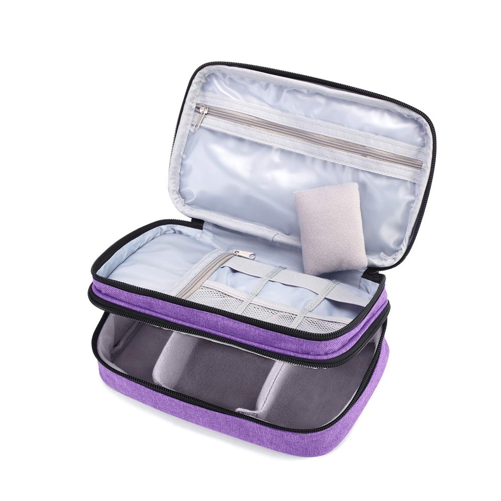 Double-Layer Sewing Organizer for Needles, Scissors, Thread, Tools, Purple