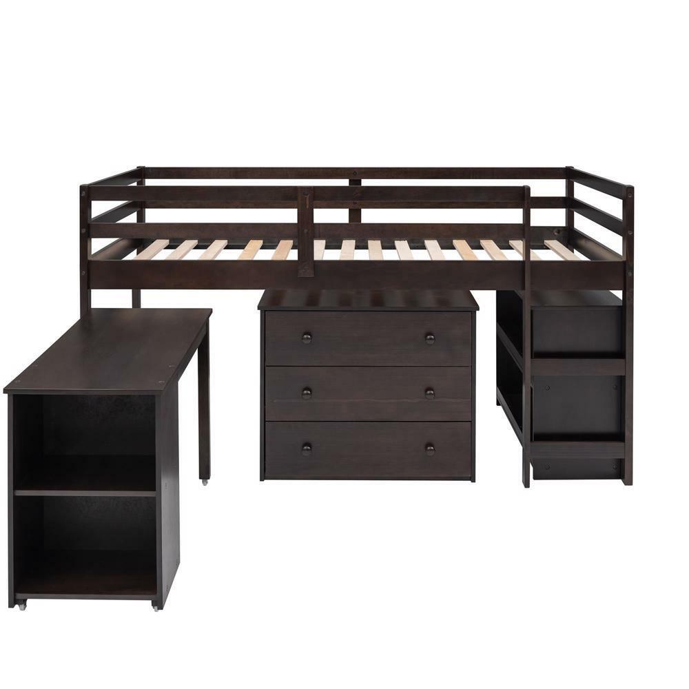 Low Study Twin Loft Bed Espresso