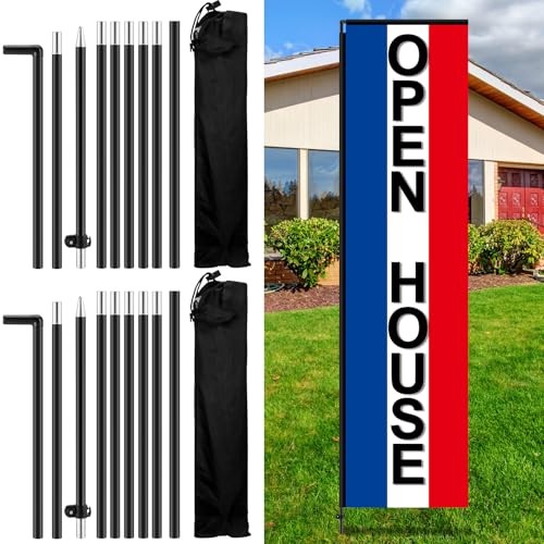 2 Pcs Feather Flag Pole Kit 8.9ft Custom Rectangle Feather Flags Pole with