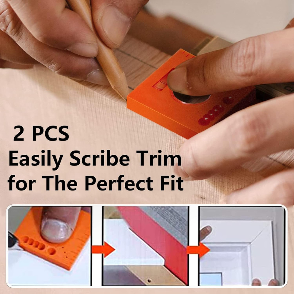 2PCS Marks Offset Ruler with Level - 5 in 1 Multifunction Ruler for Parallel Lin
