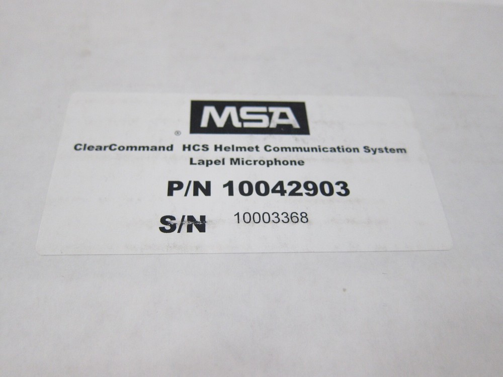 NEW MSA 10042903 ClearCommand HCS Helmet Communications System Lapel Microphone
