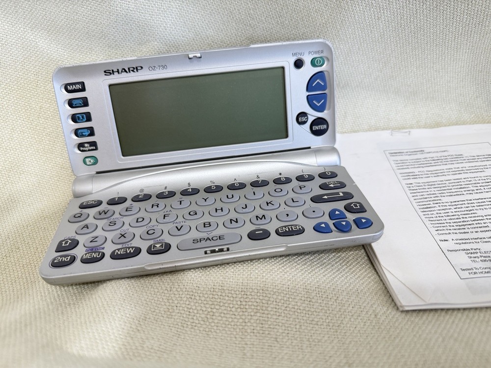 Sharp Wizard OZ-730 Electronic Organizer PDA w/ Manual Tested Missing LED Segmen