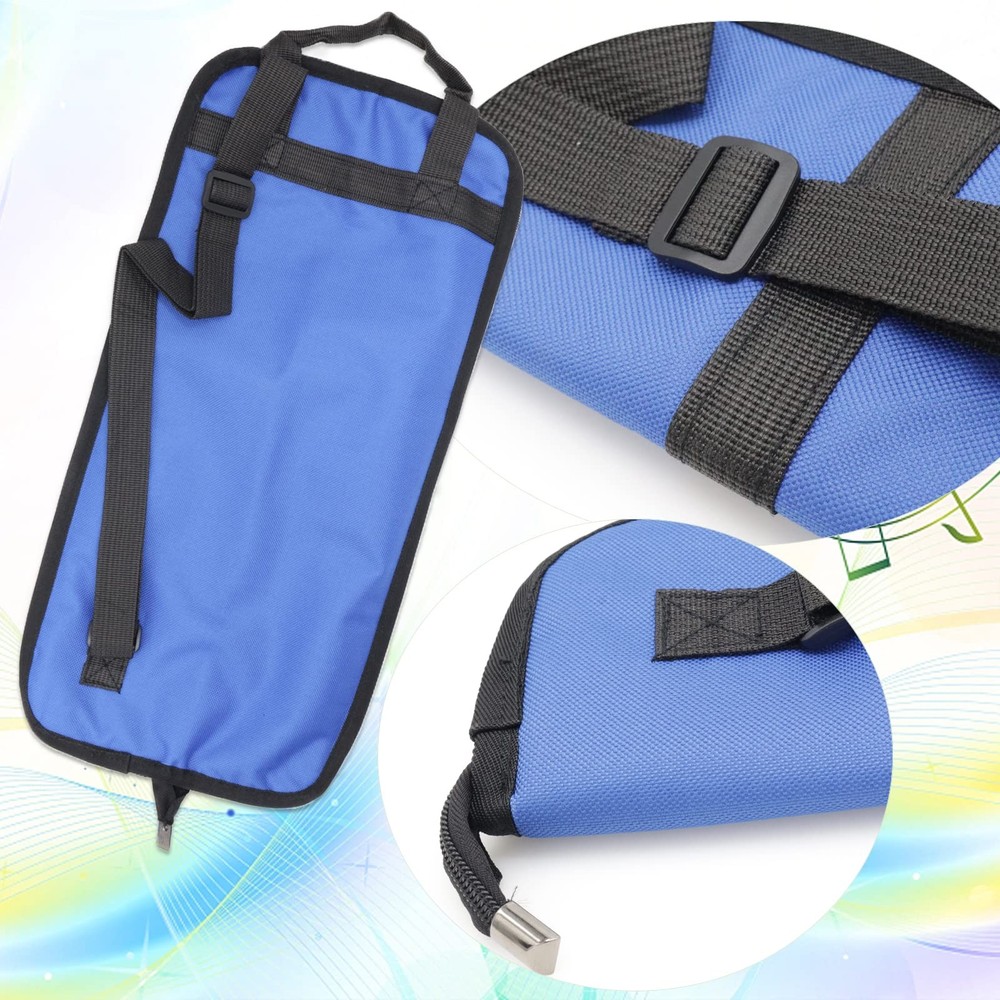 Blue Universal Drumstick Bag Case Holder For Mallets Hanging Loop Accessory