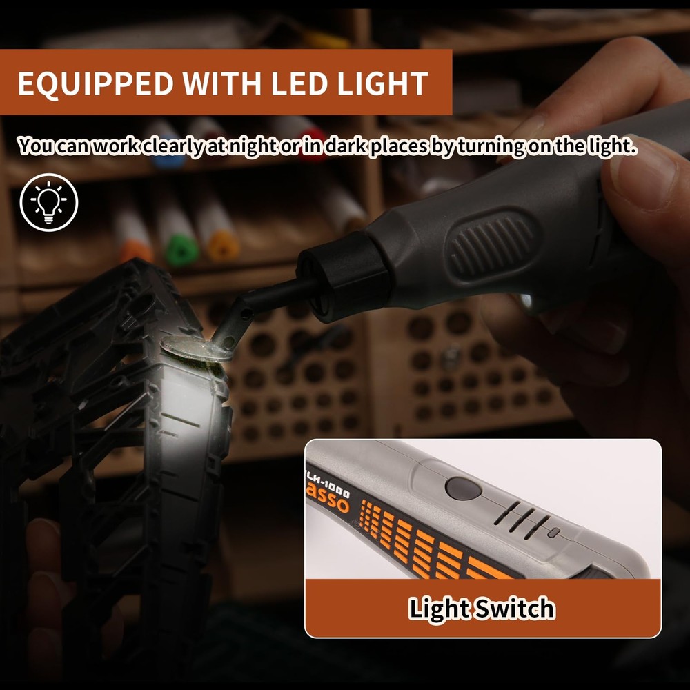 Cordless Pen Sander, Variable Speed and USB Charging with LED Light, Multi-Pu...