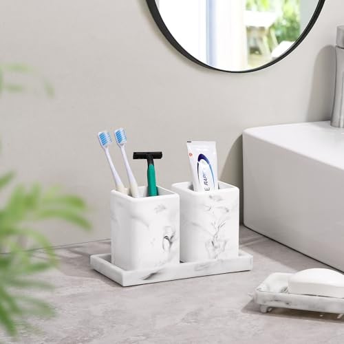 Toothbrush Holders 2 Pack, Fast Drying Toothbrush Holders for 2 PCS Marble