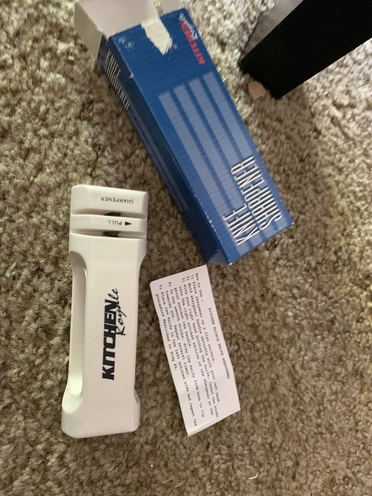 Kitchen Royal Small White Knife Sharpener In Box w/ Instructions