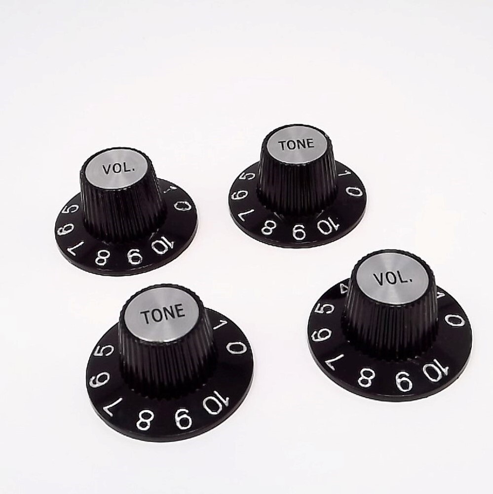 True Custom Shop® Black Witch Hat Control Knobs with Silver Inserts for Gibson