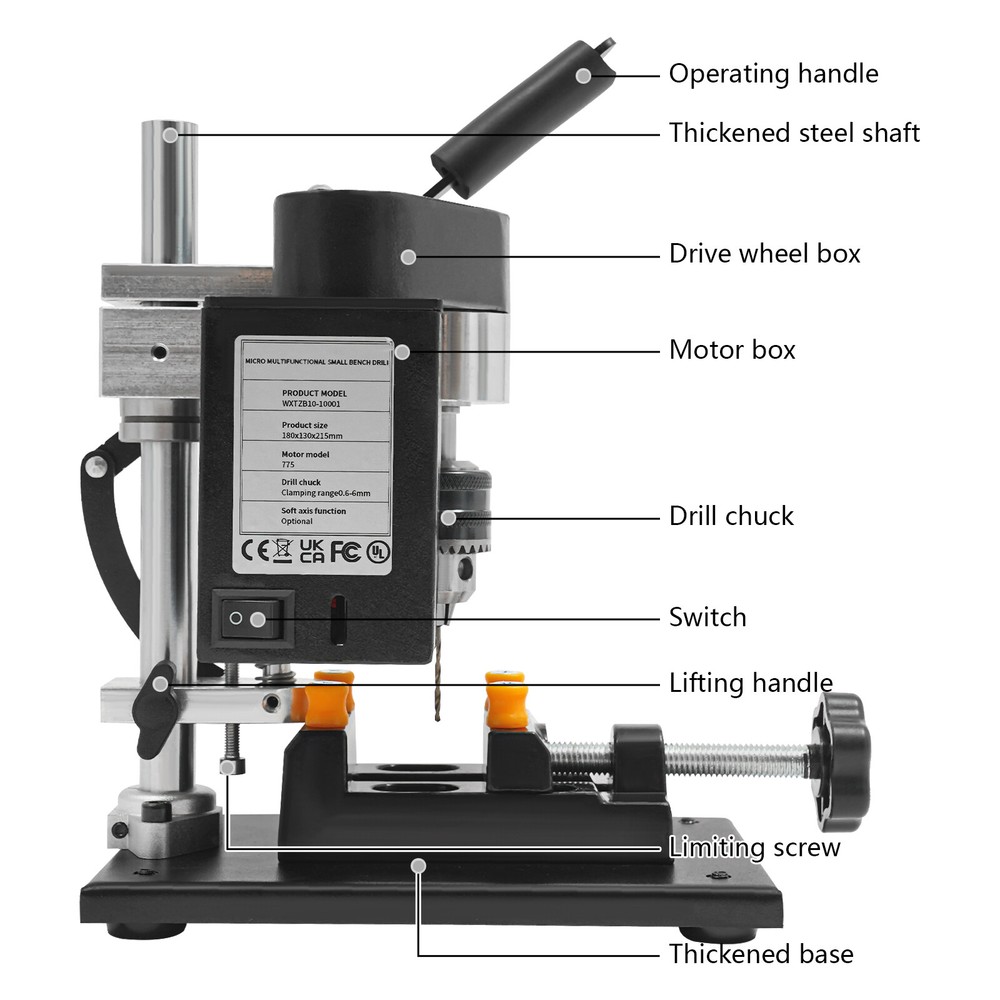 Power Bench Drill Mini Drill Press Adjustable Speed Electric Drilling Machine US