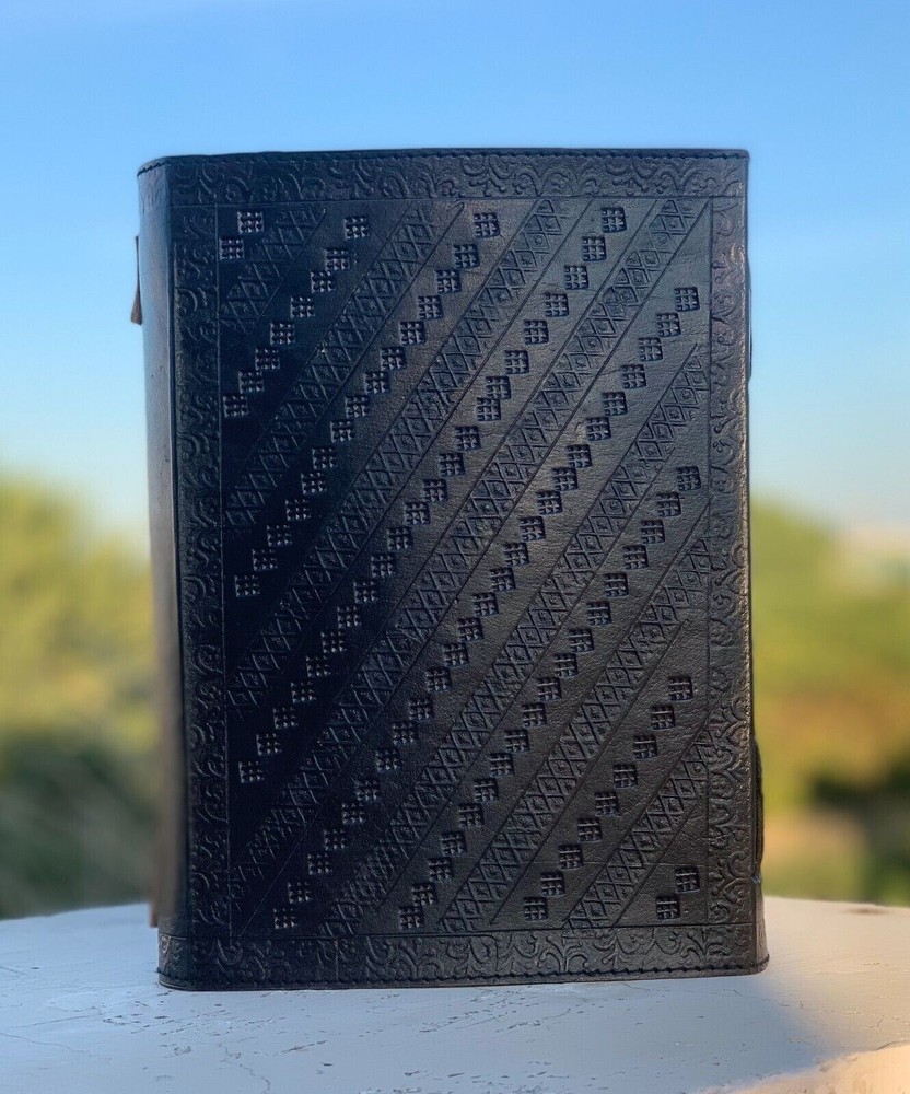 Extra Large 620 Page Embossed Seven Stone Leather Journal Unlined