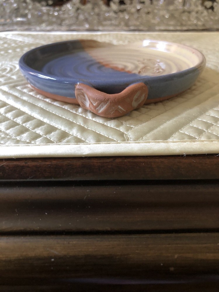 6” Two Tone Round Two-Tone Turtle Pottery Dish Signed