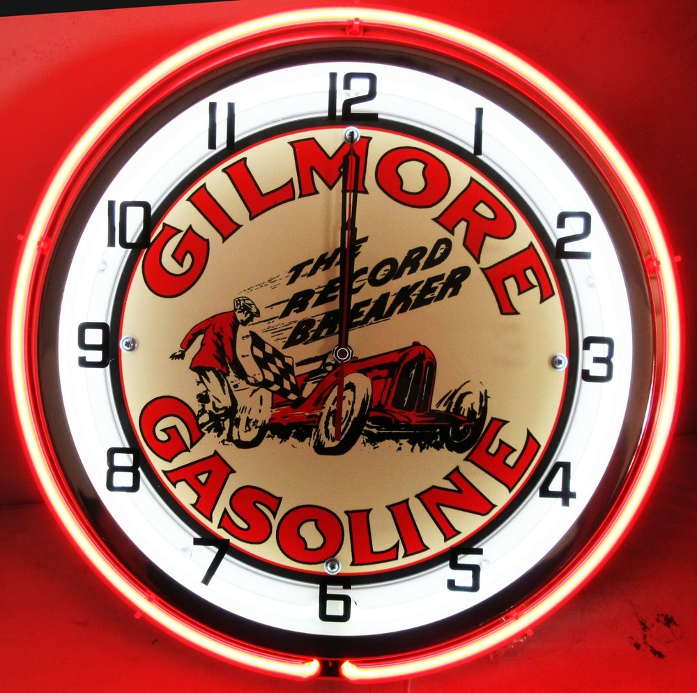 Gilmore Double Red Neon Clock 18"