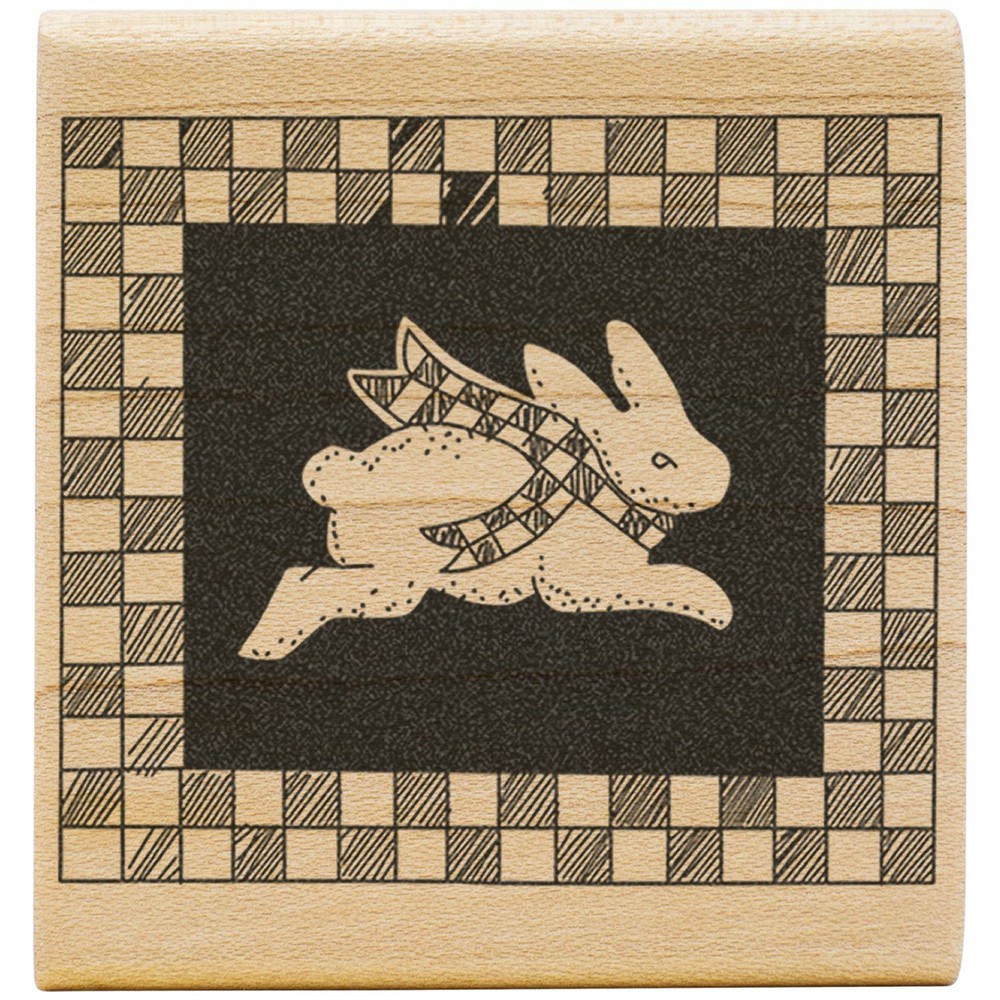 Rabbit Block with Checked Border Stamp