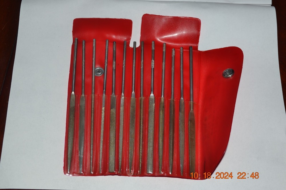 13 Piece Diamond Brand Round Handle 5 1/2" Needle Files Set & Case