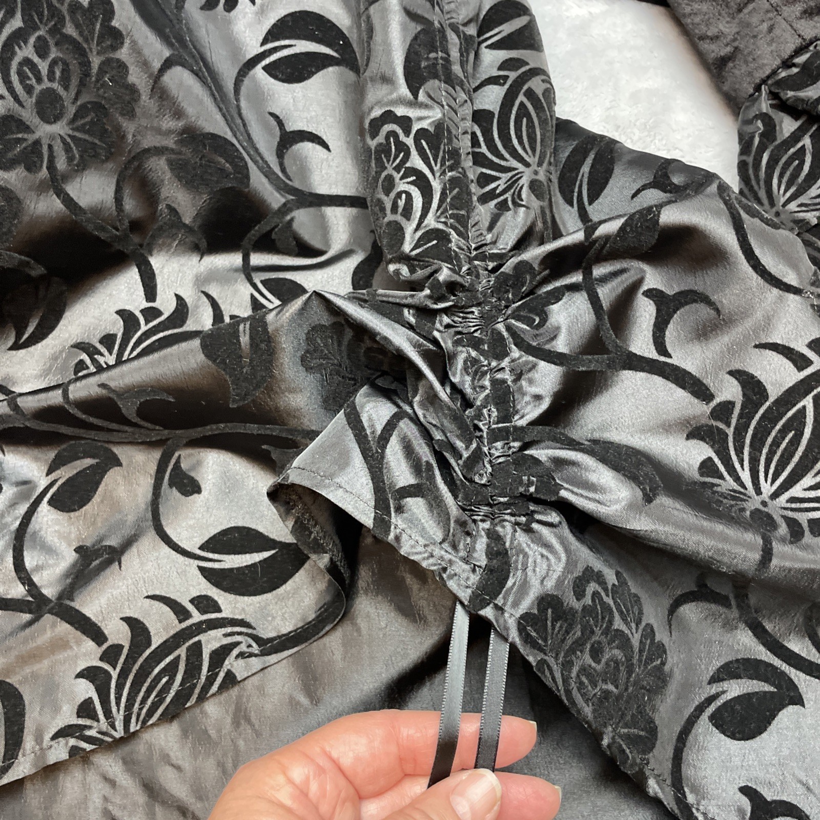 Victorian Choice Velvet Brocade Jacket Womens XXL Black Ruched Laced Ren Faire