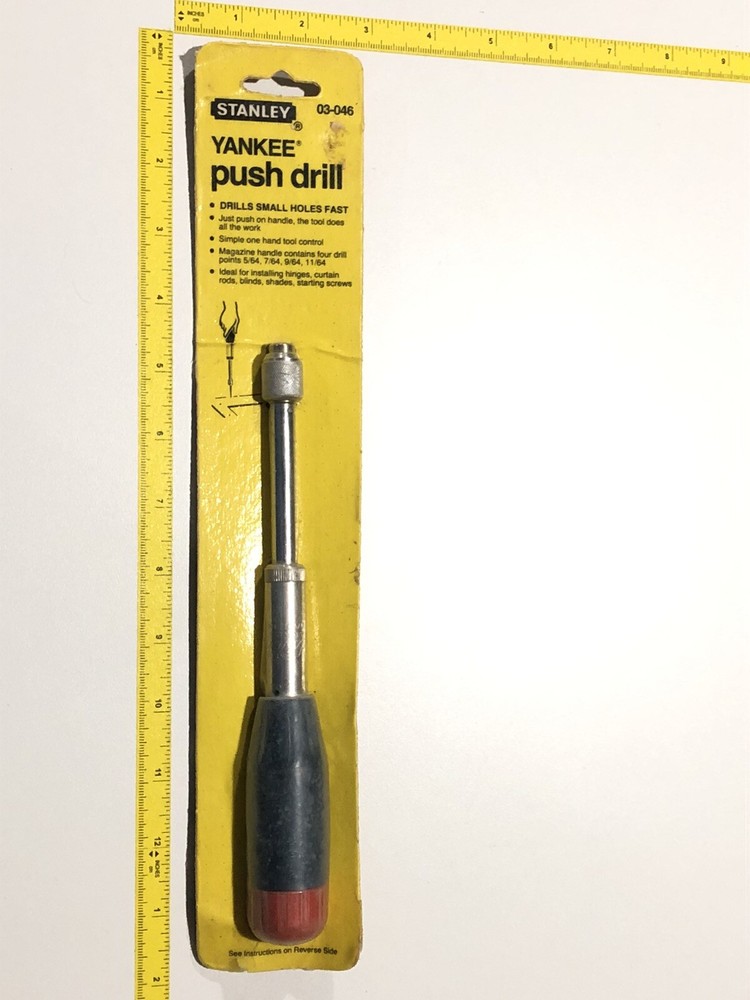 VTG STANLEY YANKEE PUSH DRILL 03-046 NOS! CARPENTER CABINETMAKER TOOL 4Pc BITS
