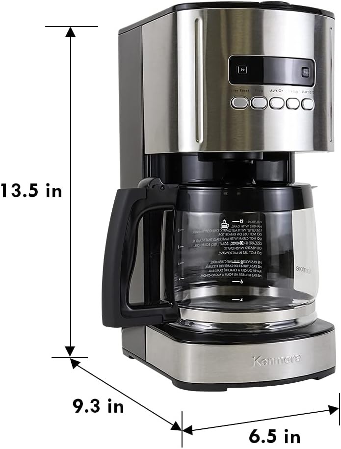 Drip Coffee Maker - 12 Cup Programmable Cafe Machine With Glass Pot