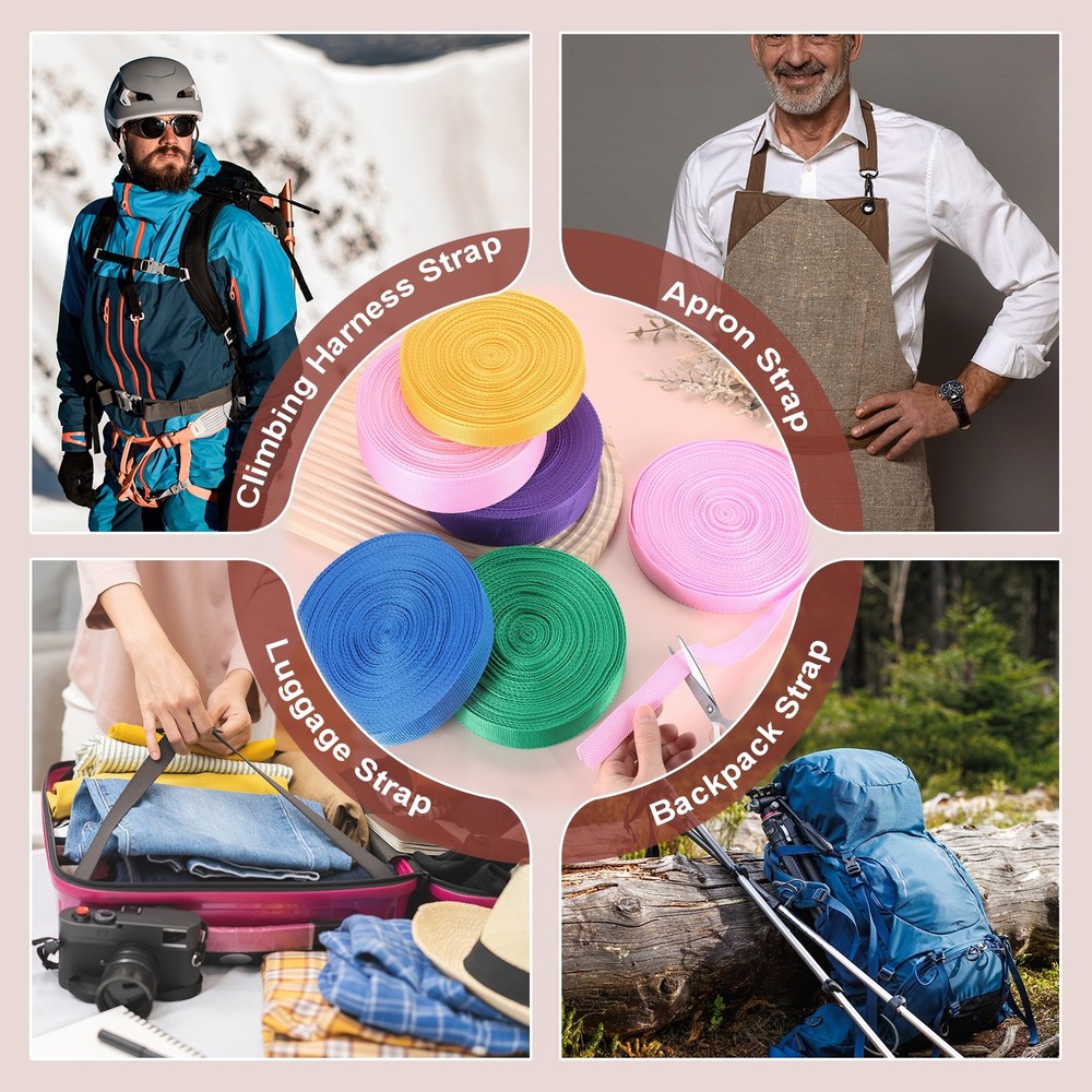 Nylon Webbing Strap, 22 Yards x 3/4" Polypropylene Flat Webbing Strap (White)